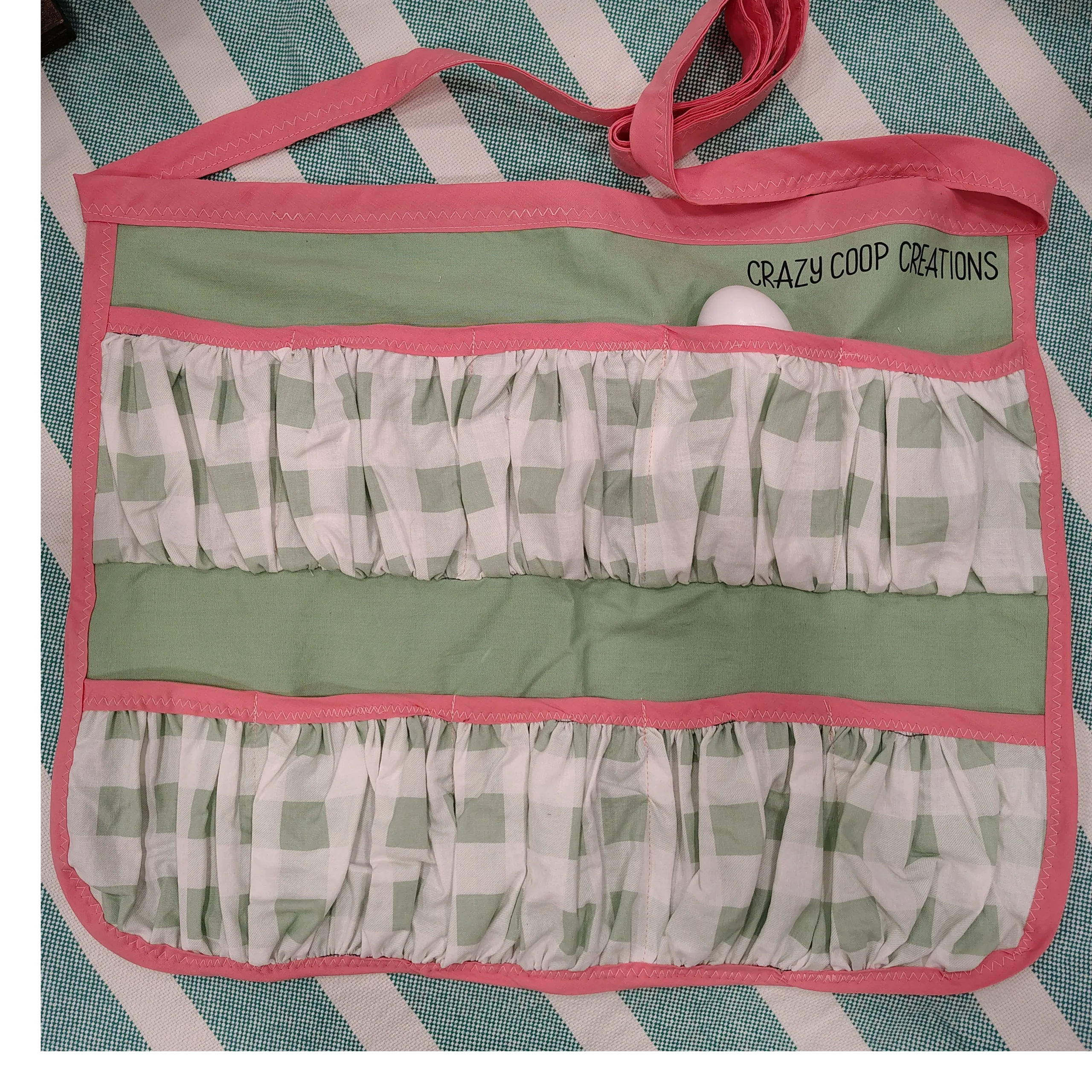 Coral & Green Egg Collector Apron